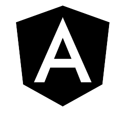 Image presents logo of javascript framework named Angular.